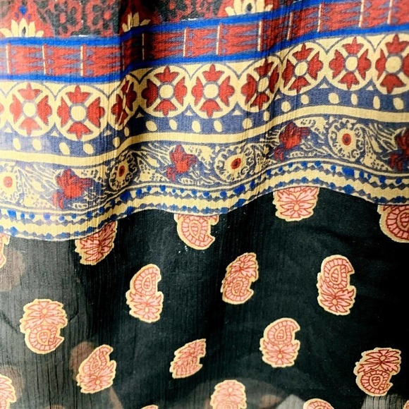 Vero Moda Mix Print Paisley 3/4 Sleeve Sheer Mini Smock Dress Multicolor Large - Picture 10 of 12